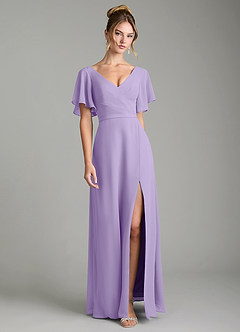 Azazie Ambrosia Bridesmaid Dresses Lilac A-Line Pleated Chiffon Dress image1
