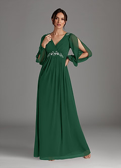 Azazie Gypsy Mother of the Bride Dresses Dark Green A-Line V-Neck Sequins Chiffon Dress image1
