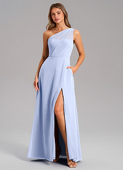 Azazie Phaedra Bridesmaid Dresses Ice A-Line One Shoulder Chiffon Dress image1