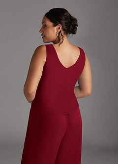 Azazie Frances Mother of the Bride Dresses Burgundy Jumpsuit/Pantsuit Scoop Mesh Dress image14