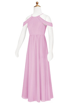 Azazie Seneca Junior Candy Pink A-Line Off the Shoulder Chiffon Dress image8