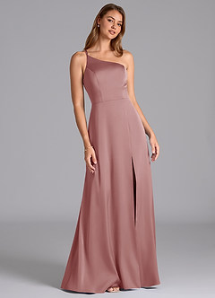 Azazie Trina Bridesmaid Dresses Dusty Rose A-Line One Shoulder Stretch Satin Dress image1