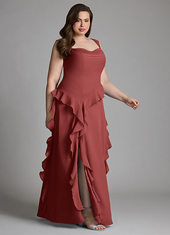 Azazie Sloane Bridesmaid Dresses Terracotta A-Line Sweetheart Neckline Chiffon Dress image10