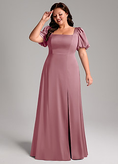 Azazie Fyona Bridesmaid Dresses Vintage Mauve A-Line Pleated Stretch Satin Dress image11