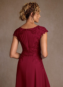 Azazie Christi Mother of the Bride Dresses Burgundy A-Line Lace Chiffon Dress image6