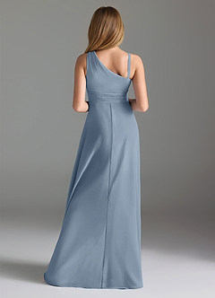 Azazie Dallas Junior Dusty Blue A-Line Pleated Chiffon Dress image2