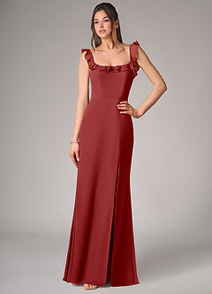 Azazie Callie Bridesmaid Dresses Rust Mermaid Side Slit Chiffon Convertible Dress image4