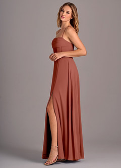 Azazie Carolyn Bridesmaid Dresses Auburn A-Line Pleated Chiffon Dress image3