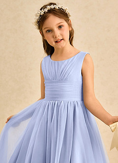 Azazie Macaron Robe Demoiselle D'honneur Fillette Robe Trapèze en Tulle Plissée Eis image5