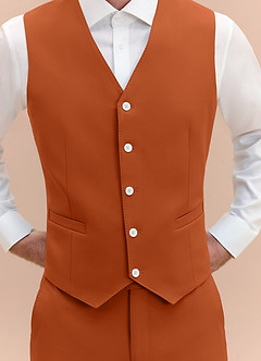 front James Burnt Orange Structured Stretch Suit Vest