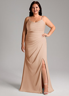 Azazie Deandra Bridesmaid Dresses English Rose Mermaid Pleated Stretch Satin Dress image7
