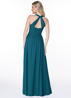 Azazie Jaclyn Bridesmaid Dresses Ink Blue A-Line Pleated Chiffon Dress image2