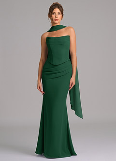 Azazie Sorrel Bridesmaid Dresses Dark Green Mermaid Corset Chiffon Dress image4