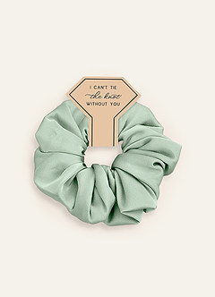 front Matching Color Six-Piece Bridesmaid Stretch Satin Over Size Scrunchie Set