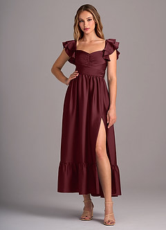 Azazie Anaya Bridesmaid Dresses Cabernet A-Line Sweetheart Neckline Stretch Satin Convertible Dress image5