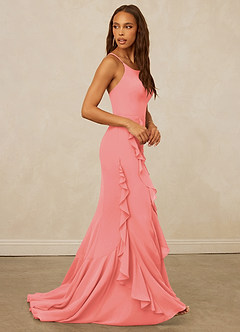 Christian Siriano Bridal for Azazie 1006 Bridesmaid Dresses Coral Mermaid Ruched Chiffon Dress image5