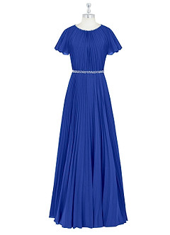 Azazie Kara vestidos de dama de honor modestos Vestido de Corte En A Plisado Hasta el suelo Gasa image7