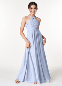 Azazie Anthea Junior Ice Pleated Chiffon Dress image3