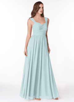 Azazie Zapheira Bridesmaid Dresses Mist A-Line Ruched Chiffon Dress image4