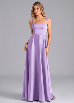 Azazie Elita Bridesmaid Dresses Lilac A-Line Pleated Stretch Satin Dress image6