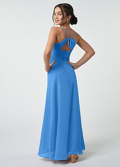 Azazie Avelina Junior Blue Jay A-Line Pleated Chiffon Dress image5