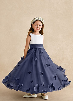 Azazie Vi Flower Girl Dresses Stormy A-Line Sleeveless Tulle Dress image8