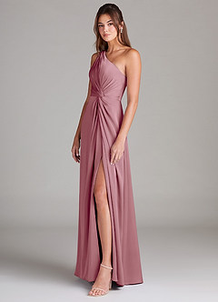 Azazie Brooke Bridesmaid Dresses Vintage Mauve A-Line One Shoulder Stretch Satin Dress image5