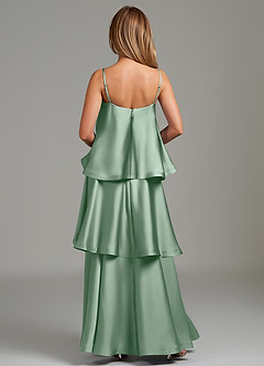 Azazie Azalea Robes de demoiselle d'honneur Robe Trapèze en Satin extensible Drapé Agave image4