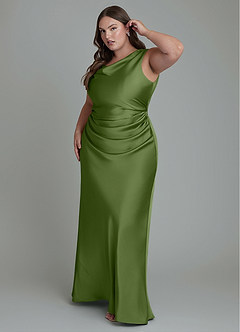 Azazie Kieryn Bridesmaid Dresses Juniper Mermaid Pleated Stretch Satin Dress image9