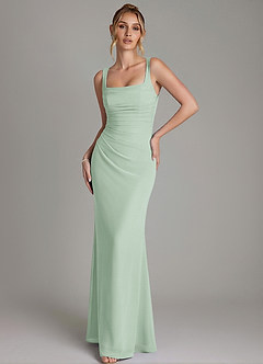 Azazie Agustina Bridesmaid Dresses Agave Mermaid Corset Chiffon Dress image4