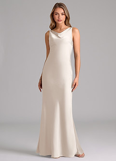 Azazie Allettie Bridesmaid Dresses White Alabaster Mermaid Stretch Satin Dress image6