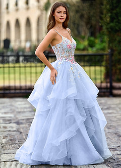 Goartrume Sky Blue Mermaid Tulle Prom Dress image4