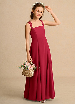 Azazie Tater Girls Formal Abiti da Ragazza di Fiori Abito A-Line in Chiffon Plissettato Scarlatto image3