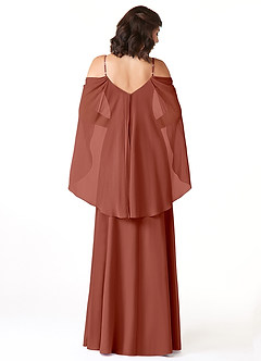 Azazie Cienna Bridesmaid Dresses Auburn A-Line Off the Shoulder Chiffon Dress image2