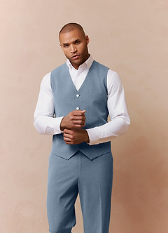 front James Dusty Blue Structured Stretch Suit Vest