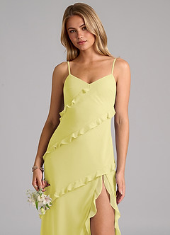 Azazie Nancie Bridesmaid Dresses Lemon Sorbet Mermaid Ruched Chiffon Dress image7