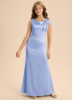 Azazie Cressida Junior Jurk van Stretch Satijn met Zeemeermin Off the Shoulder Ijs image3