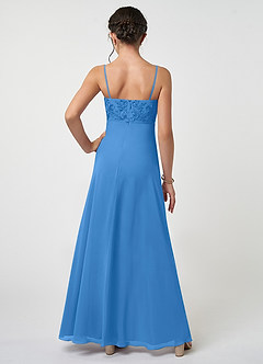 Azazie Sonya Junior Blue Jay A-Line Lace Chiffon Dress image2
