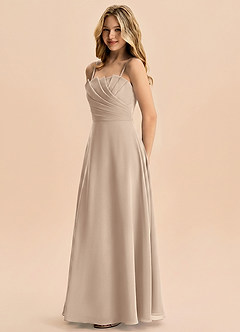 Azazie Rory Junior A-Linie Plissee Chiffon Kleid Taupe image3