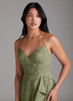 Azazie Naeem Bridesmaid Dresses Pistachio A-Line Sweetheart Neckline Floral Burnout Dress image6