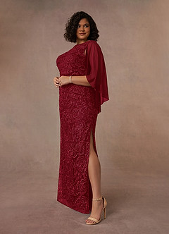 Azazie Collins Mother of the Bride Dresses Burgundy Sheath Lace Dress image8