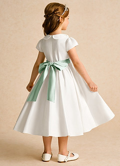 Azazie Deary Flower Girl Dresses Ivory Agave A-Line Bow Cotton Dress image4