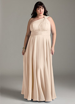 Azazie Charlize Bridesmaid Dresses White Alabaster A-Line One Shoulder Chiffon Dress image7