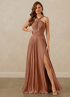 Christian Siriano Bridal for Azazie 1009 Bridesmaid Dresses Bronzer A-Line Pleated Chiffon Dress image2