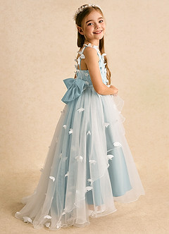 Azazie Darlina Blumenmädchenkleider Ballkleid Spitze Tüll Kleid Elfenbein Nebel image1