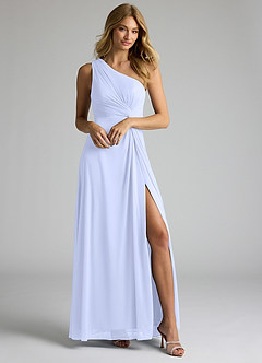 Azazie Brooke Bridesmaid Dresses Lavender A-Line One Shoulder Mesh Dress image1