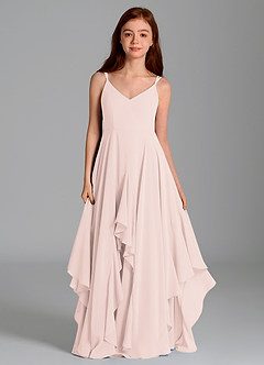 Azazie Karan Junior Vestido de Pétalo De Rosa de Gasa de Corte en A image4