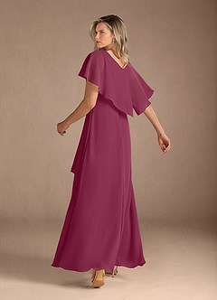 Azazie Eliza Mother of the Bride Dresses Mulberry A-Line V-Neck Pleated Chiffon Dress image7