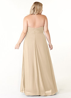 Azazie Tessie Bridesmaid Dresses Champagne A-Line V-Neck Pleated Chiffon Dress image7