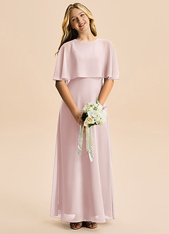 Azazie Maris Junior Robe Trapèze en Mousseline de soie Rose Pâle image4